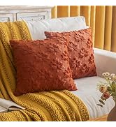 COSIBONO Maple Leaf Fall Throw Pillow Covers 18"x18" Set of 2, Caramel Farmhouse Decorative Pillo...