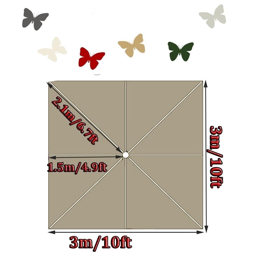 3x3M Auvent De Remplacement Pour Parasol Déporté Carré Toile De Rechange Pour Parasol De Jardin Extérieur UPF 50+ Housse De Rechange 8 Baleines(Burgundy)