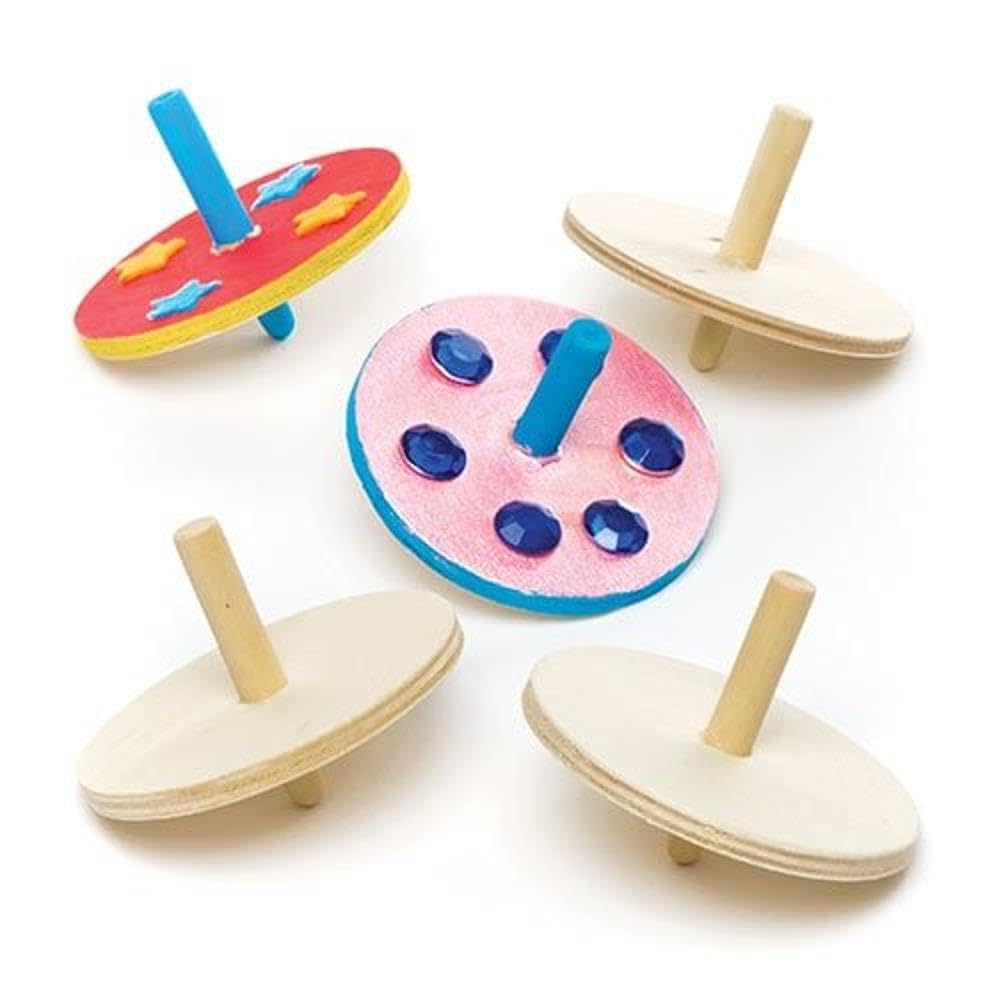 Baker Ross AR416 Wooden Spinning Tops (Pack of 6)