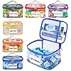 Tesuko 6 Pack Clear Toy Storage Bag with Name Tag& Manual Pocket, Waterproof Transparent PVC Toy Organizer Case for Lego Bricks, Board Games, Building Blocks, Puzzles (Large Capacity, Colorful)