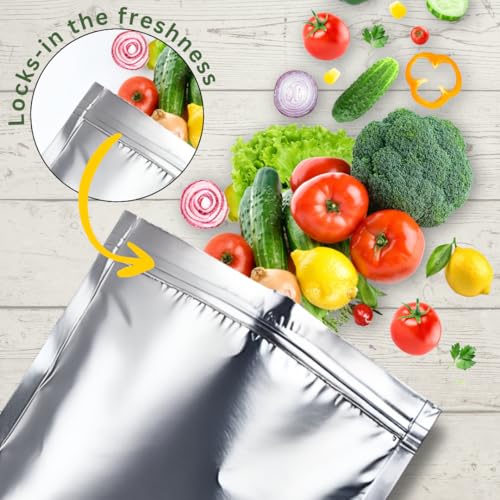 Image of GREENTWISH Zip 'N' Seal (30 Bags) Metallised Silver Zip Lock Bags, Reusable Sandwich and Food Storage Bag, Airtight Foil Pouch with Zipper, Freezer Safe, Polyethylene | S x 10, M x 10, L x 10