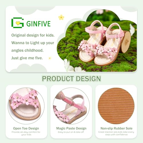 Image of GINFIVE Toddler Girls Sandals Little Girls Kids Summer Shoes Toddler Sandals