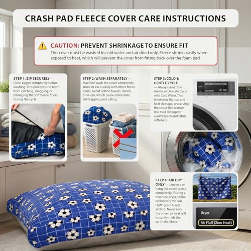 Image of Matini Home Sensory Crash Pad - Non Slip Bottom, Soft Fabric Sensory Pads, Landing Mat for Jumping, Relaxing & Play - 60 inch x 60 inch, Blue Soccer Ball