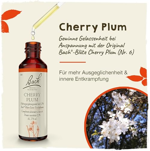 Original Bachblüten Tropfen Nr. 6 Cherry Plum: Sorglosigkeit empfinden mit der Bach-Blüte Kirschpflaume, 20ml