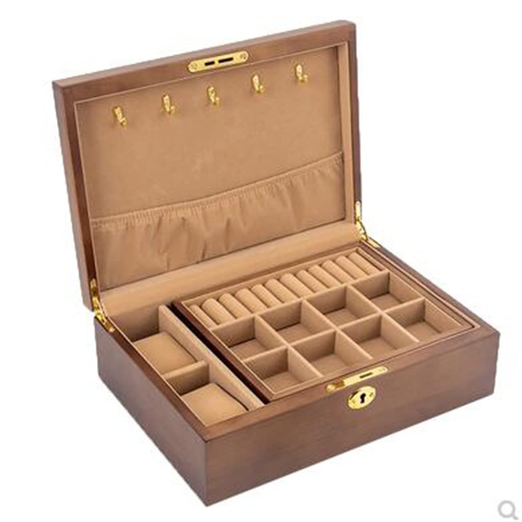 TIANQIHAO Flashing Vintage Jewelry Box Storage Box With Lock Hand Jewelry Stud Earrings Necklace Drawer,C