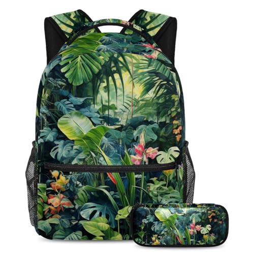 Sac à dos plantes tropicales idée cadeau de rentrée scolaire grand sac trousse