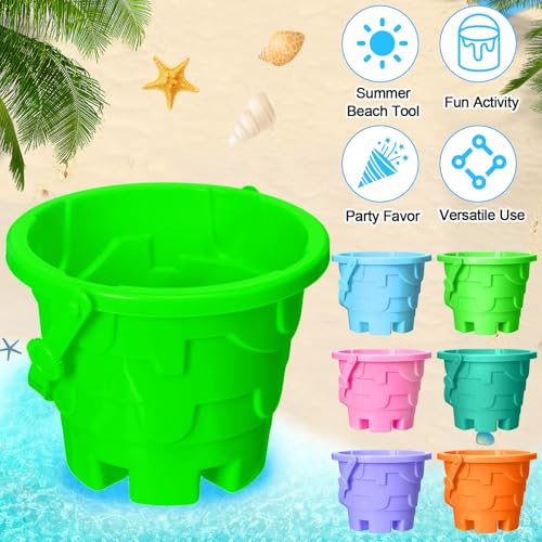 Junkin 36 Pcs 7.5 Inch Sand Castle Beach Bucket and Beach Shovels Toy Set Sand Castle Mould Sand Buckets Pails Beach Water Pool Gardening Bath Toy, 18 Bucket and 18 Shovels - image 4