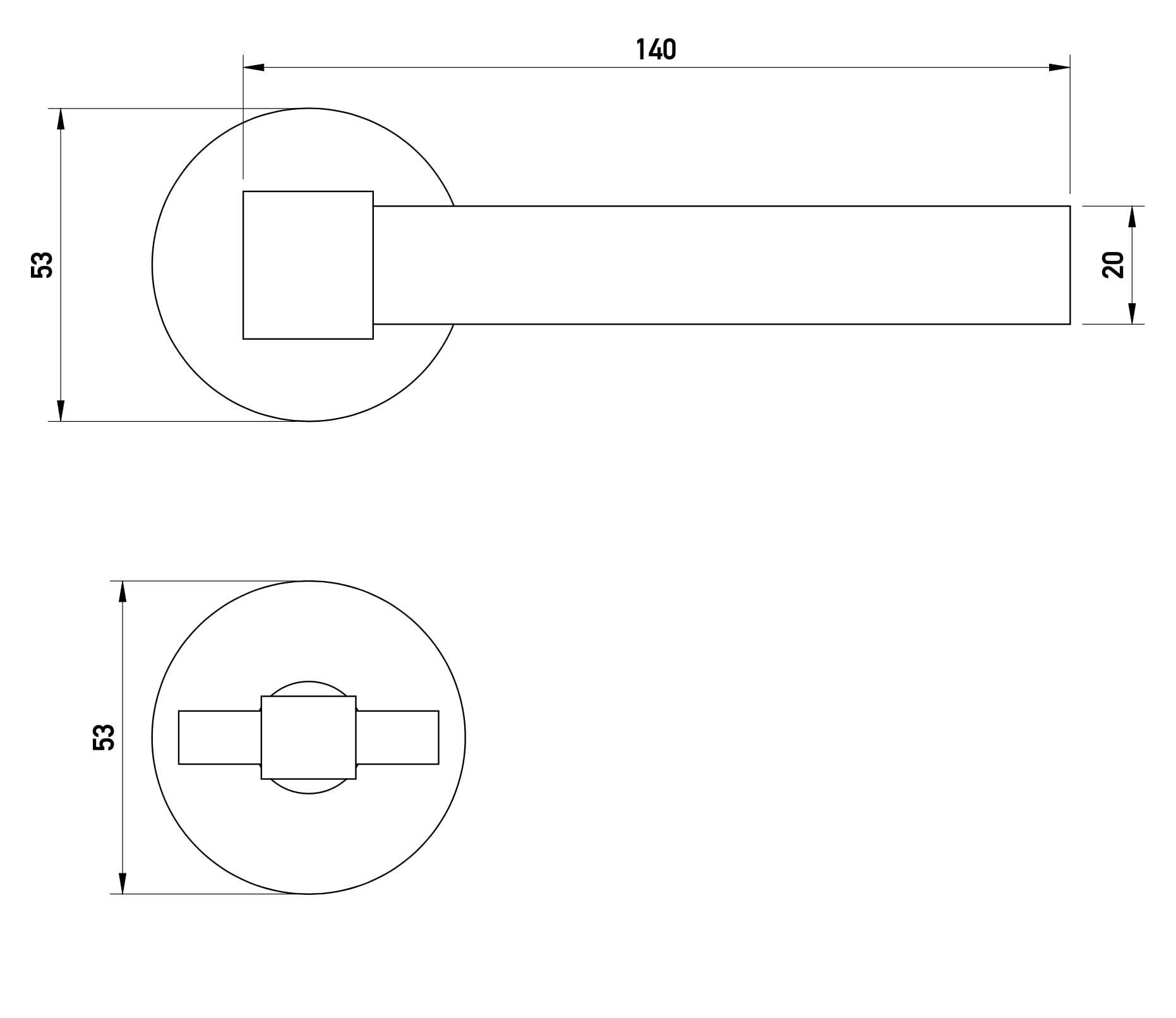 Beschläge Hamburg: Türgriffe/Türbeschlag One L — IO 07Z VAM WC/Bad — Türklinke ø 20 x 140 mm mit Verriegelung für Zimmertüren — Drückergarnitur/Türdrücker für Innentüren, ø 53 x 6 mm in Edelstahl matt