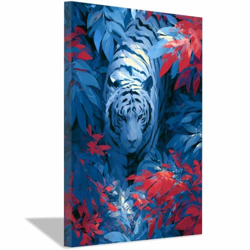 Peinture sur toile d'animaux PUQAAEO cadre tigre bleu 20x30cm