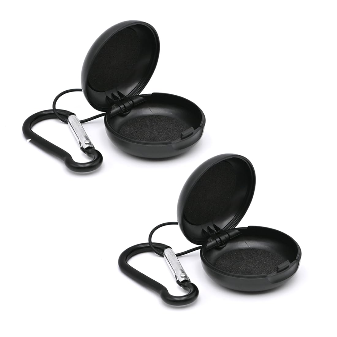 LICQICLICQIC 2 Pcs Earplug Case, Ear Plug Carrying Cases Portable Loop, with Travel Keychain for Travel, Outdoor Activities, Keychain, Earbud Storage (Black+Black)