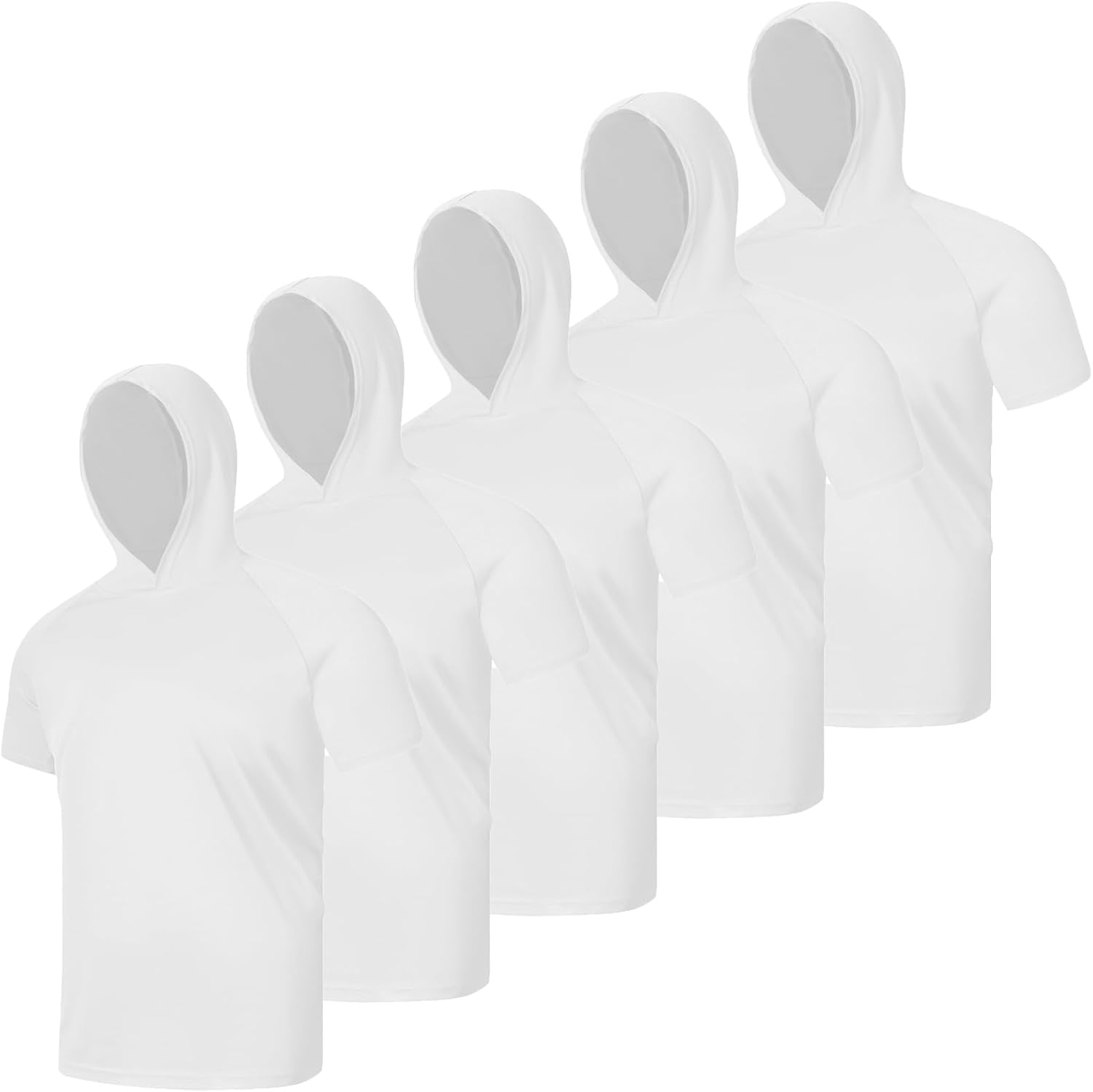 LeeHanTon Men UPF 50+ Sun Protection Hoodie Short Sleeve T Shirt Pack Quick Dry Shirt for Athletic Running Activewear Workout