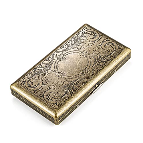 Étui à cigarettes vintage pour femme, en métal, avec boîte cadeau, étui à cigarettes ancien pour cigarettes Slim de 100 mm, 20 cigarettes, en acier...