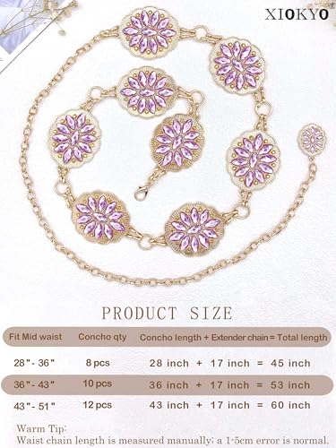 Bling Rhinestone Concho Belt Gold Metal Western Pink Crystal Chain Belt Sparkly Waist Chain for Women Dress2