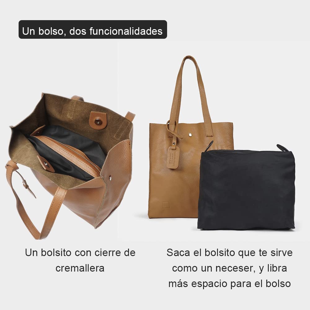 1990s Bolso shopper mujer de piel para personalizar tote grande con neceser dentro regalo mujer