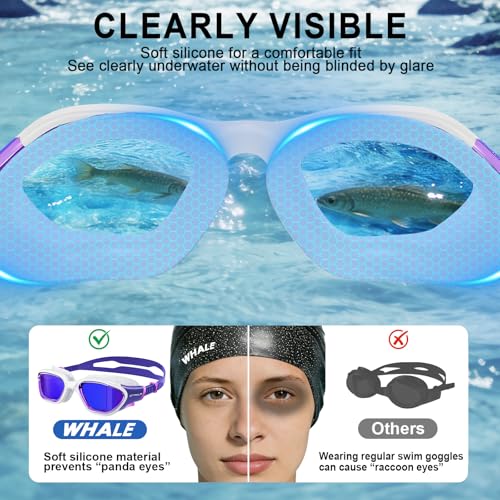 Image of Whale Swim Goggles Polarized Anti-Fog Lenses, Unisex | 100% UV Protection | Anti-Fog Goggles High Definition, Wide-Angle View