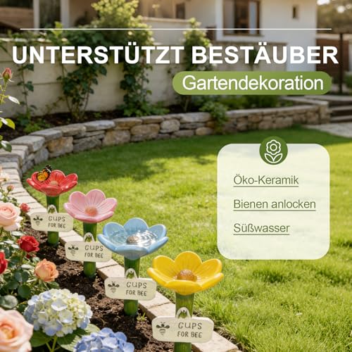 LATRAT 4 Stück Insektentränke, Bienentränke für Den Garten, Bienenbewässerungsstation im Freien, Sichere Insekten Trinkbecher für Bienen & Schmetterlinge