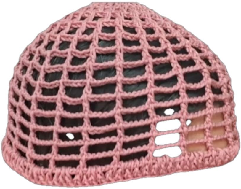 Handmade Crochet Mesh Skull Beanie Cap, Onion Pink, One Size Fits All, for Teens and Adults-image-24