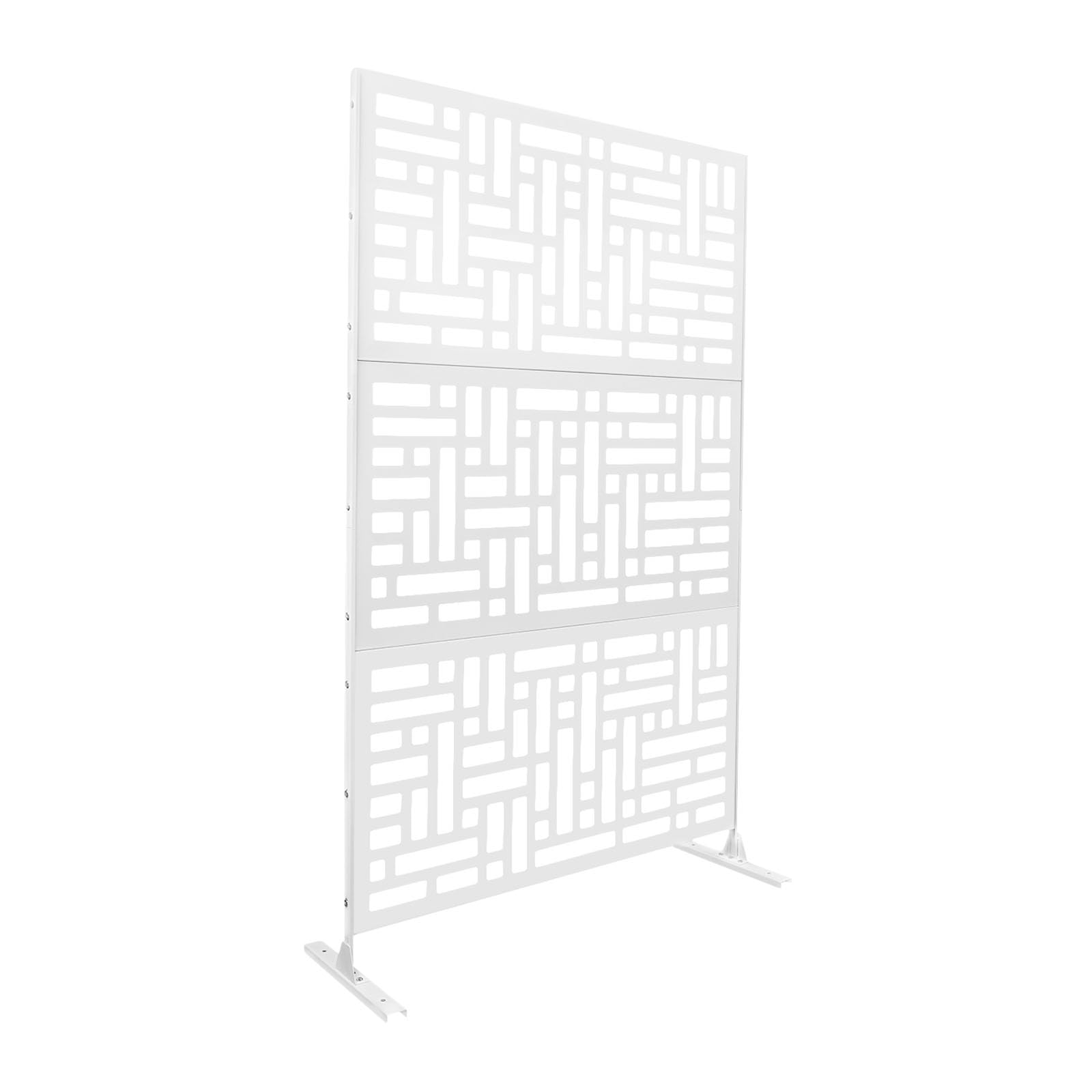 Cloison de Séparation Indépendante 3 Pièces, Paravent avec Support, Brise-vue pour l'Extérieur, Cloison pour Décoration Intérieure Salon Salle à Manger Chambre, 120x40x190 cm, Blanc
