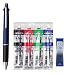 Uni-ball Jetstream 4&1 4 Color 0.5 mm Ballpoint Multi Pen(msxe510005.9)+ 0.5 mm Pencil (Naby Body) & 4colors Ink Pens Refills &Strength & Deep & Smooth Uni 0.5mm HB Top quality Diamond Infused Leads [Nano Dia-40 Leads] Value Set