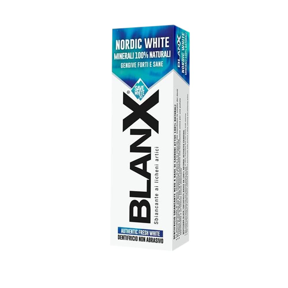 Blanx Dentifricio Sbiancante Nordic White, dentifricio sbiancante anti anti macchie, con minerali nordici naturali al 100%, freschezza istantanea da 75 ml + portachiavi Beni Culinari