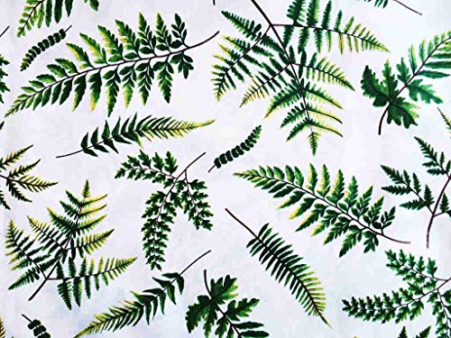 Italian Home Textile Company Tessuto Motivo Felci | Prodotto Made in Italy | 100% Puro Cotone | Altezza 180 cm | Il Tessuto è in Vendita al Metro