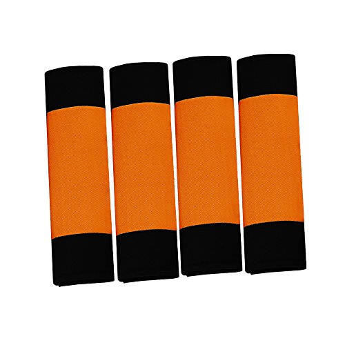 Image of FH Group Universal Fit Modernistic and Seat Belt Pads Combo Set Steering Wheel Cover Fits Most Cars, SUVs Orange
