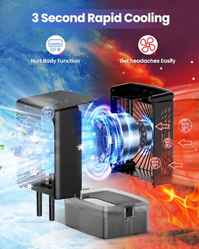 Tragbare Klimaanlagen, tragbarer Klimaanlagen- Ventilator, leiser Mini- Verdunstungskühler mit Griff-8