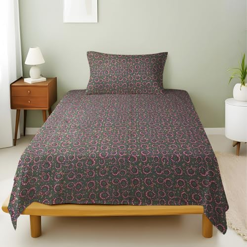 Image of Weave & Decor Cotton Bedsheet for Single Bed 90x60 Inches Soft and Breathable, Includes 1 Pillow Cover 20x30 Inches