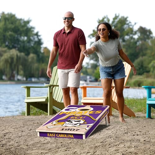 YouTheFan NCAA East Carolina Pirates 2’ x 4’ Professional Wood Cornhole Game with Logo Bags - Thumbnail 6