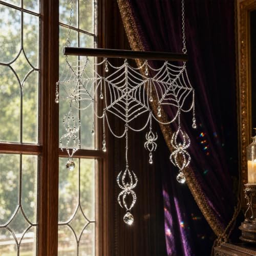 Halloween Spider Web Crystals Suncatchers Hanging Dream Catchers for Adults - image 2