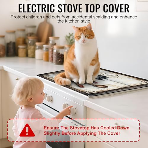 Image of NYZE Stove Cover for Electric and Glass Stove Tops 3-in-1 Stove Mat, Heat Resistant Counter Protector Mat, Non-Slip Surface & Drying Rack (Chef Hat, 28.5 inchLx20.5 inchW)