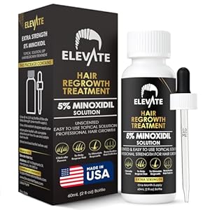 Elevate Hair Regrowth Treatment 5% Minoxidil Solution for Hair Growth – Extra Strength Topical Hair Growth Serum for Thicker, Fuller Hair 2 Fl Oz Made in USA