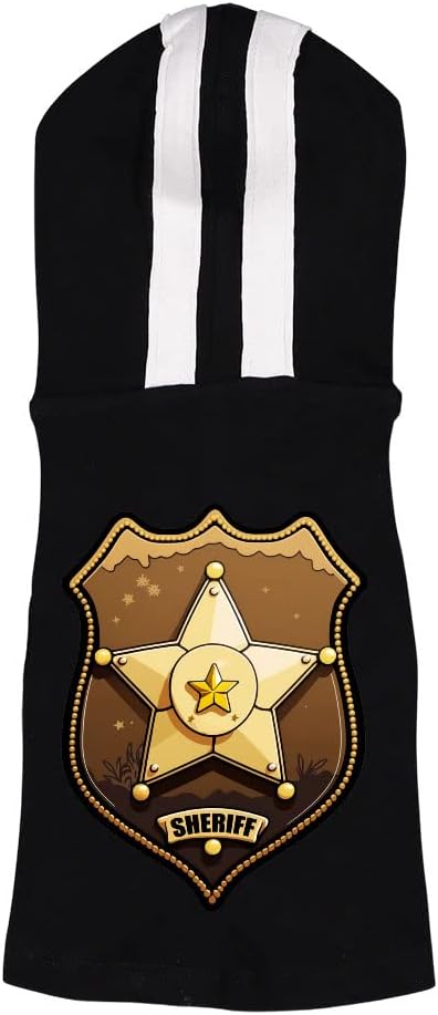 Sheriff Dog Shirt with Hoodie - Cool Design Dog Hoodie - Printed Dog Clothing - Black White, L
