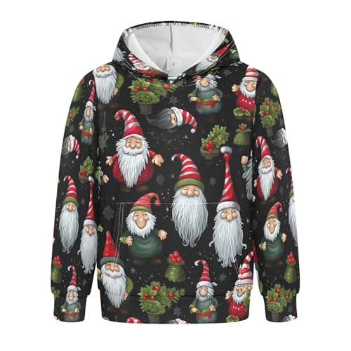 Kids Hoodies Sweaters Christmas Xmas Gnome Dwarfs Hooded Sweatshirts with Big Pockets for Boys Girls B0400443