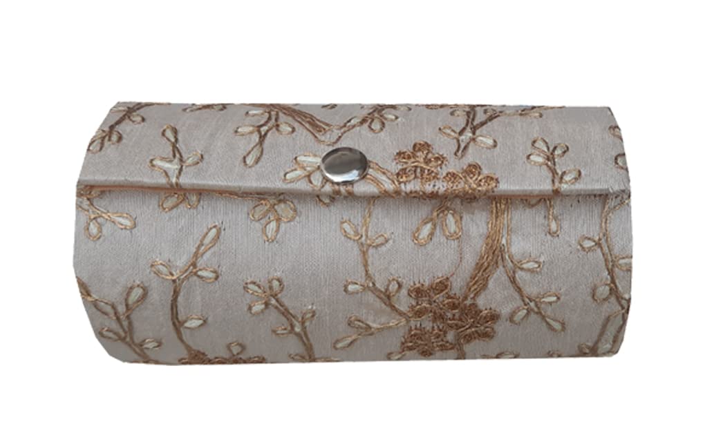 ea ekam artEkam Art Embroidery Bangle Organizer Box for women Jewellery Storage Box, Wedding Return Gift for Women Bridal Gift Storage Box (Beige)