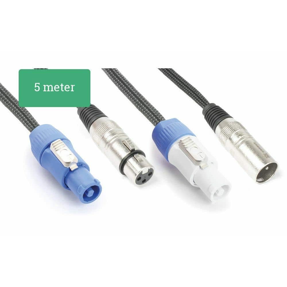 PD Connex Cable de audio combinado Cordón Conector Power b - XLR M/Conector Power A - XLR F - 5m - Ideal para conectar sus altavoces de megafonía