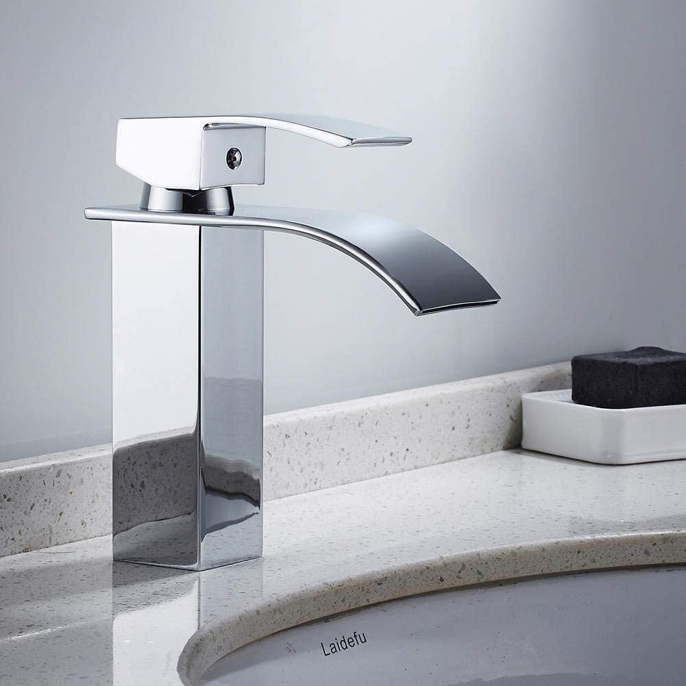 Robinet mitigeur de lavabo de vanité cascade monotrou pour meuble vasque