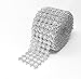 Silver Diamond Flower Shape Mesh Wrap Roll Faux Rhinestone Crystal Ribbon 4" x 10 yards (30 ft)