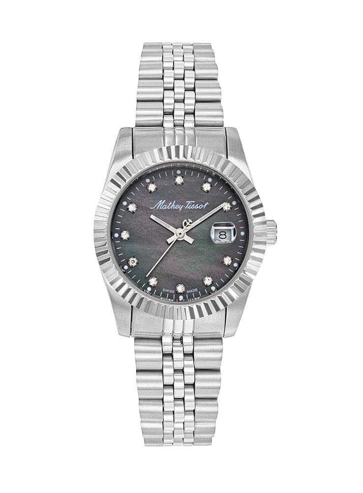 Mathey-Tissot Stainless Steel Swiss Made Black Dial Analog Women Watch - D910An, Silver Band (B0BQBJG6GV) Amazon Price History, Amazon Price Tracker