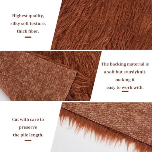 BENECREAT Brown Faux Fur Fabric, 40x40cm Soft Plush Shaggy Squares Pre-Cut Craft Fur Fabric for Costumes Rugs, Pillows - Image 4
