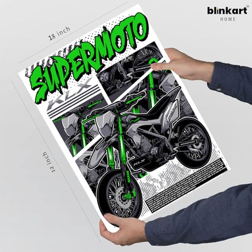 Image of BLINKART Kawasaki KLX CarFramed Posters Gift Items Boys Room Wall Decoration Bedroom Office Studio Synthetic Wood Frame & Acrylic Glass Ready to Hang - 18x12 Inch, (A4 Size) - CAR-141