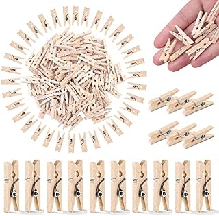 Fokelyi Mini Wooden Pegs, 100 Pieces Mini Natural Wooden Craftspins Craft Pegs Clips, Craft Wooden Clips for DIY Decorations, Photo Clips, Tiny Pegs for Arts and Crafts, Weddings & Events, S