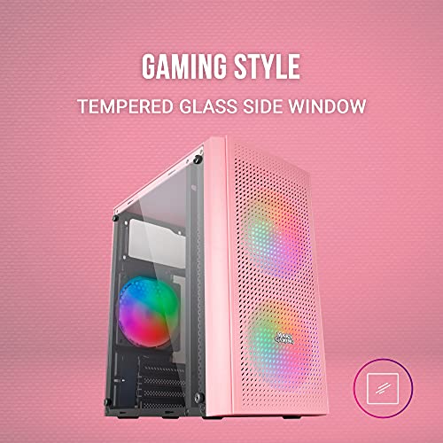Chasis PC Mars Gaming MC300 rosa MicroATX con frontal de malla total 4