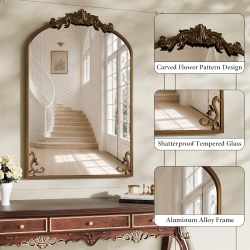 Image of Koonmi Vintage Wall Mirror, 38 inchx26 inch Arched Antique Mirror