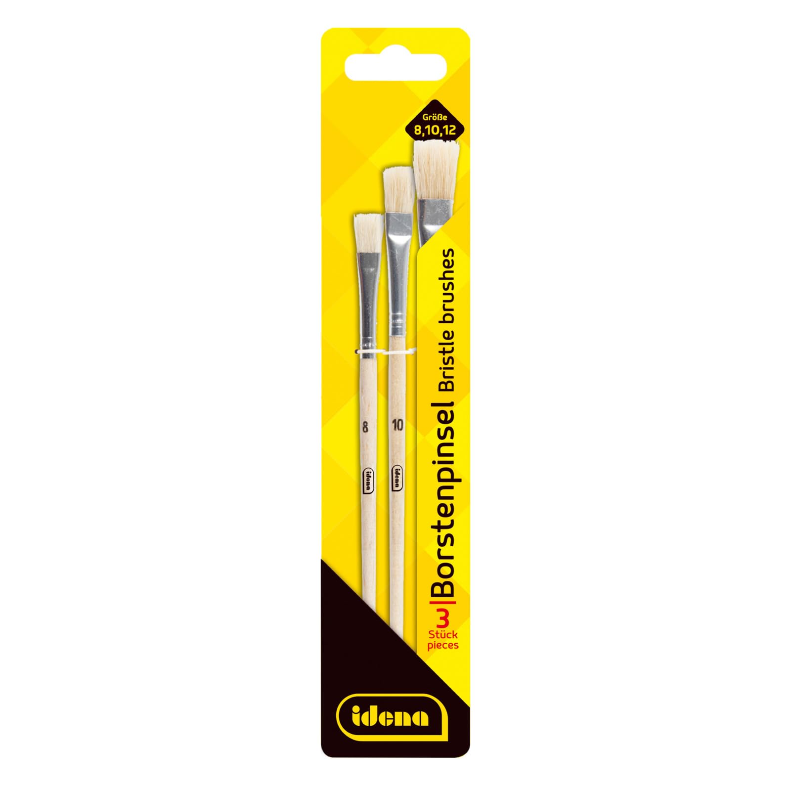 Idena 60106 Pinceaux à poils set de 3 tailles 8 10 12