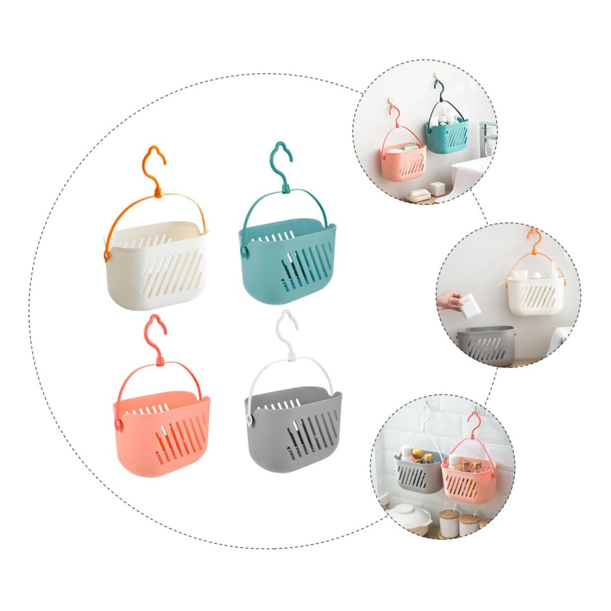 ERINGOGO Cesta de Ducha Colgante de Plástico 4 Unidades para Baño Diseño Moderno y Funcional Organizador Portátil para Productos de Limpieza y Champú