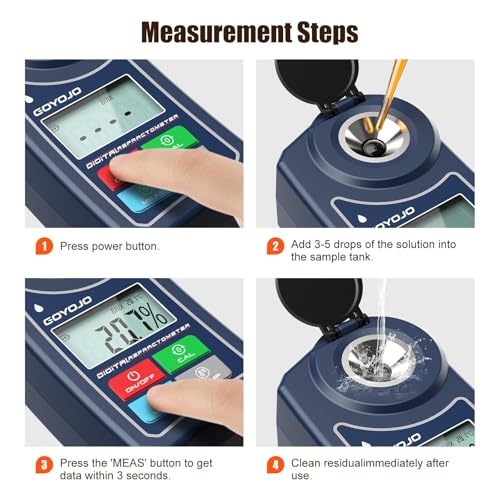 Image of Digital Brix Refractometer GOYOJO Brix Meter Lab Refractometer ±0.5 Brix /1℃ Accuracy, 0-55% Range with ATC for Fruits Juices, Beer, Wine, Coffee &Mor Liquid Sugar Content Test