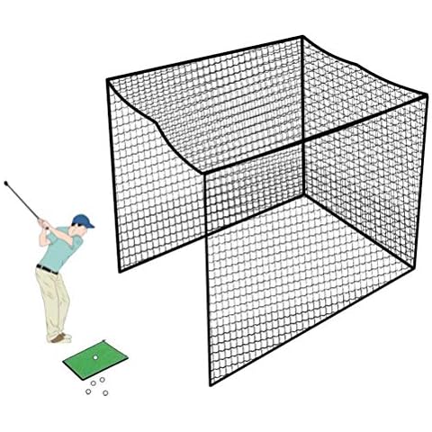 Aoneky GolfKäfignetz 3Mx3Mx3M, quadratisches Gitter 2,5x2,5 cm, Seil 3mm - Übungskäfig für Golf, Baseball, Kickball, Hockey Outdoor Indoor Garten (OHNE Rahmen) Cover