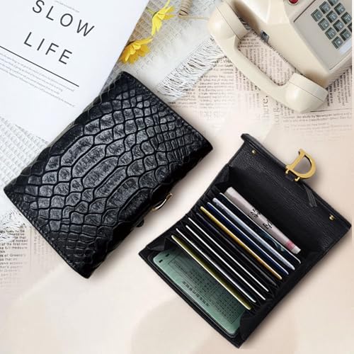 Womens Leather Wallet Credit Card Holder Rfid Blocking Coin Purse Business Card Holder Small Wallet for Women Compact Wallet（black）4