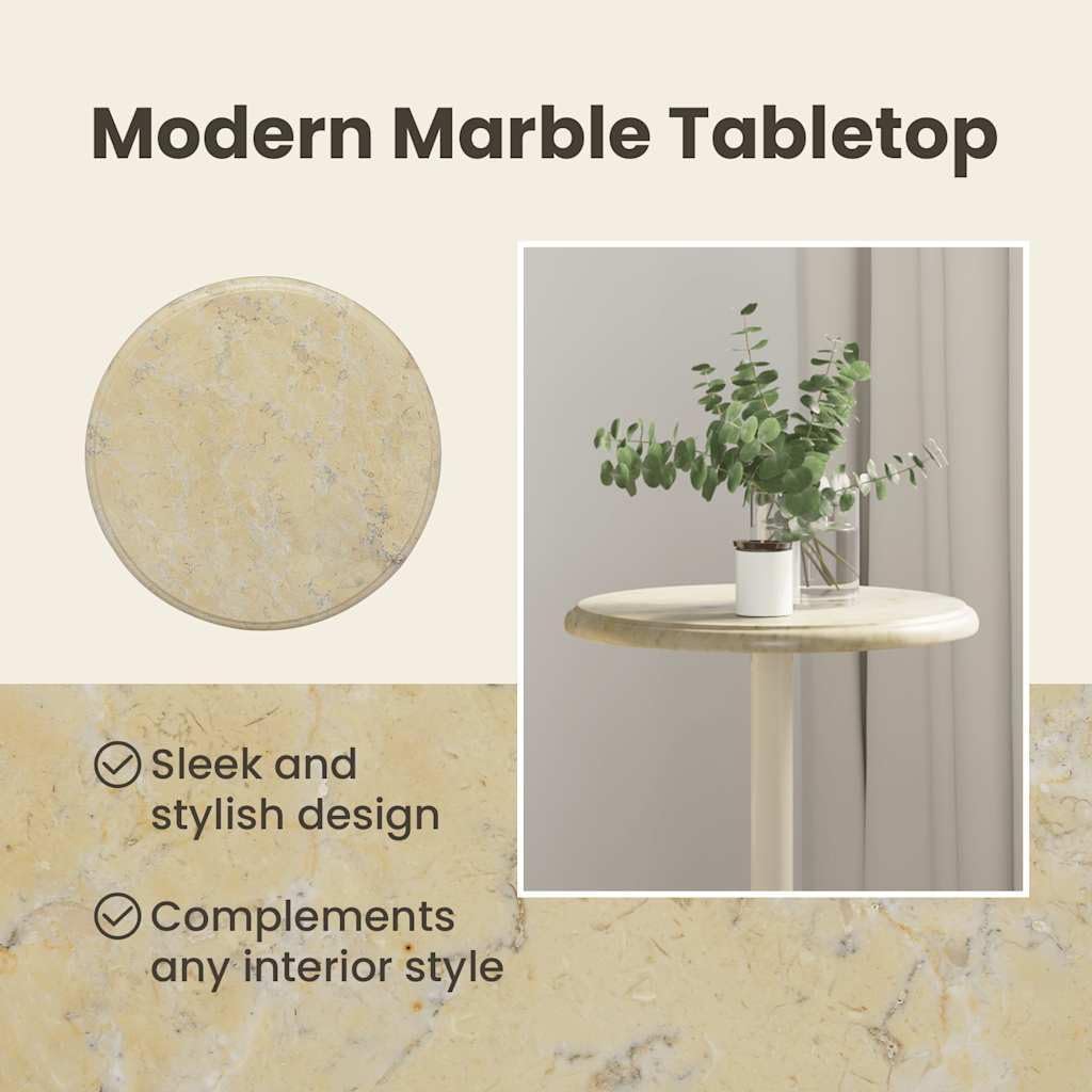 vidaXL Table Top Cream Marble Ø19.7 x 1.0 in Table Top Round
